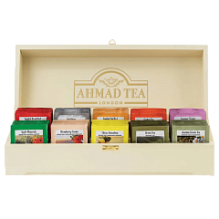 Z583 Чай Коллекция Ahmad Tea в деревянной шкатулке р/п  с ярлыком в фольге